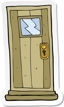 sticker of a cartoon door vector