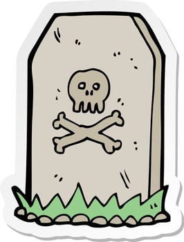 sticker of a cartoon spooky grave vector