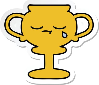 sticker of a cute cartoon trophy vector