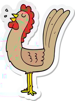 sticker of a cartoon rooster vector