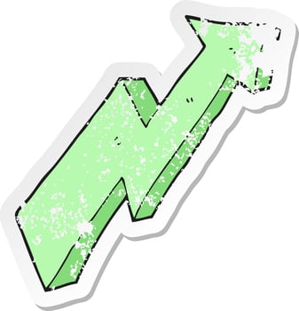 retro distressed sticker of a cartoon arrow up trend vector