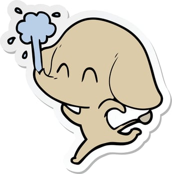 sticker of a cute cartoon elephant spouting water vector