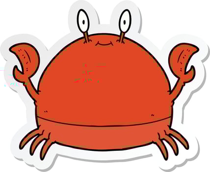 sticker of a cartoon crab vector