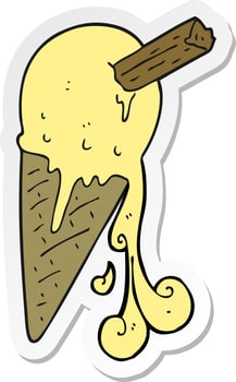 sticker of a cartoon ice cream cone vector