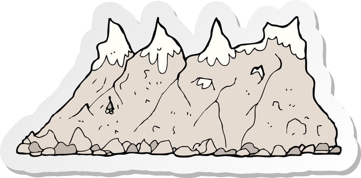 sticker of a cartoon mountain range vector