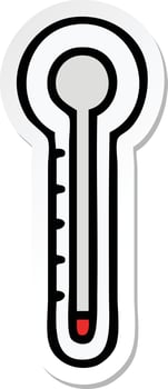 sticker of a cute cartoon glass thermometer vector