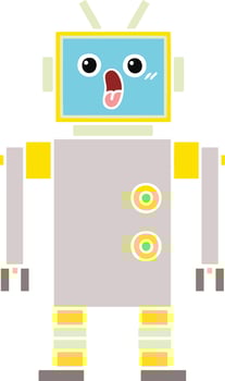 flat color retro cartoon robot vector