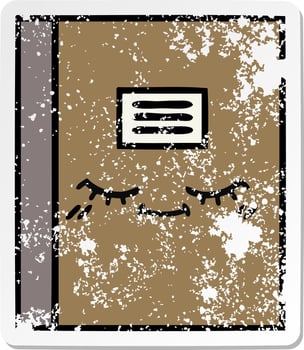 distressed sticker of a cute cartoon notebook vector