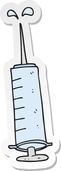 sticker of a cartoon medical needle vector