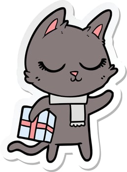 sticker of a calm cartoon cat vector