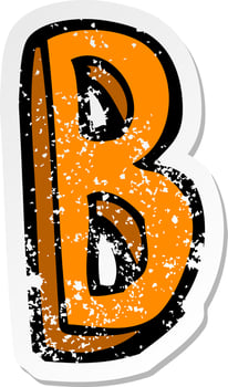 retro distressed sticker of a cartoon letter vector