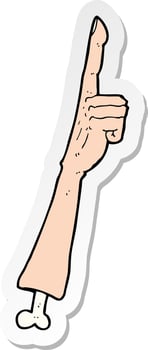 sticker of a cartoon pointing arm vector