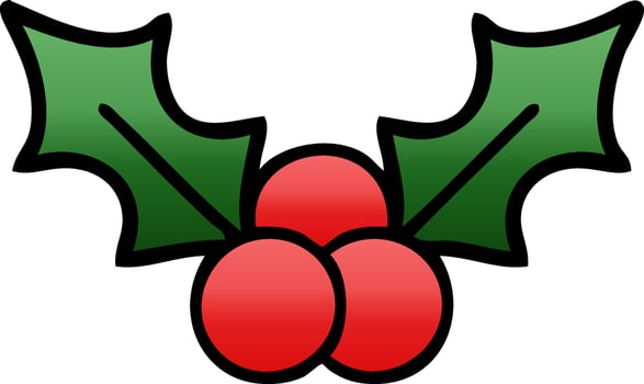 gradient shaded cartoon christmas holly vector