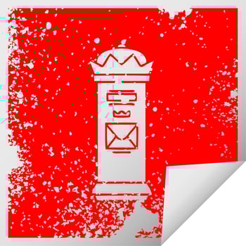 distressed square peeling sticker symbol british post box vector