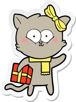 sticker of a cartoon cat vector