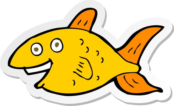 sticker of a cartoon fish vector
