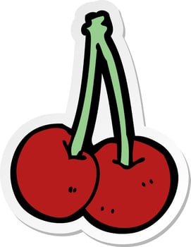 sticker of a cartoon cherries vector