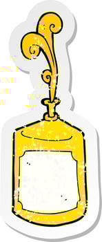retro distressed sticker of a cartoon squirting mustard bottle vector