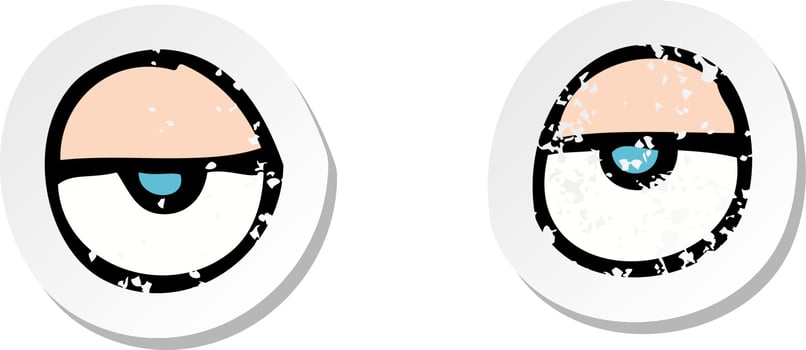 retro distressed sticker of a cartoon eyes vector