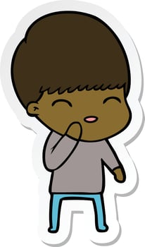 sticker of a happy cartoon boy vector
