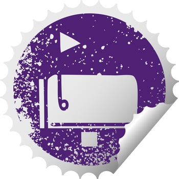 distressed circular peeling sticker symbol mail box vector