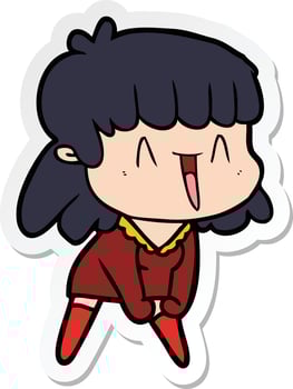 sticker of a cartoon woman vector