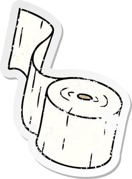 distressed sticker cartoon doodle of a toilet roll vector