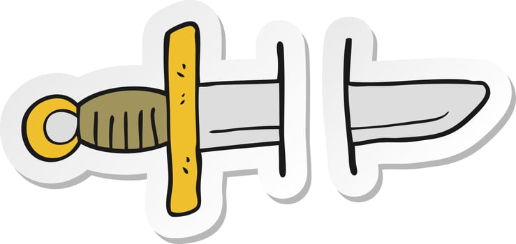 sticker of a cartoon tattoo knife symbol vector