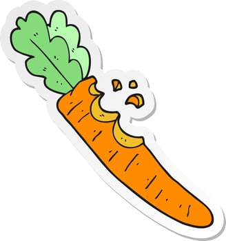 sticker of a cartoon bitten carrot vector