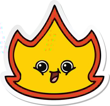 sticker of a cute cartoon fire vector