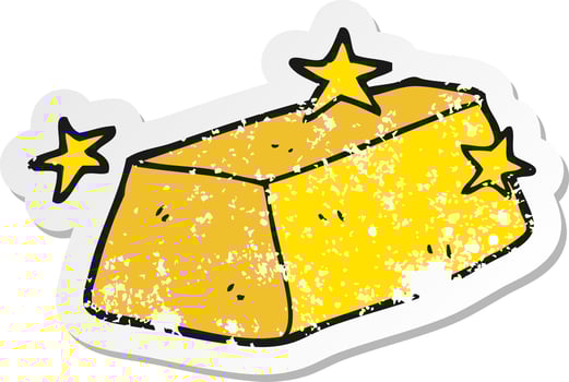 retro distressed sticker of a cartoon gold vector