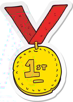 sticker of a cartoon first place medal vector