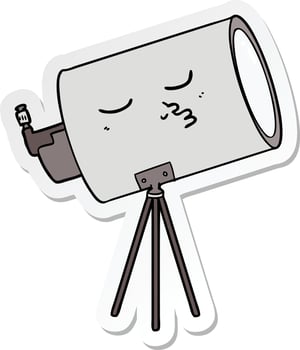 sticker of a cartoon telescope with face vector