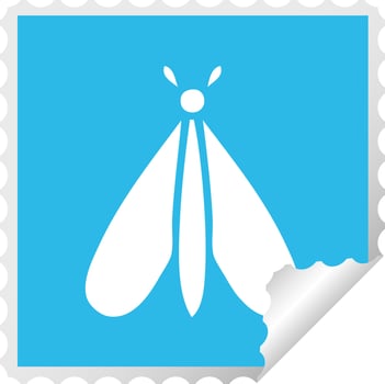 square peeling sticker cartoon moth bug vector