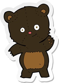 sticker of a cute black bear cartoon vector