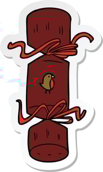 sticker of a christmas cracker cartoon vector