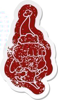 cartoon icon of a whistling girl wearing santa hat vector