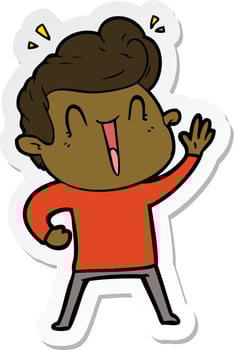 sticker of a cartoon excited man vector