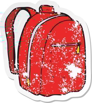 retro distressed sticker of a cartoon rucksack vector