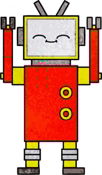 retro grunge texture cartoon robot vector