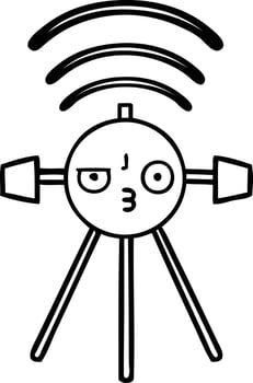 line drawing cartoon satellite vector