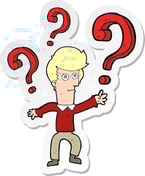 sticker of a cartoon confused man vector