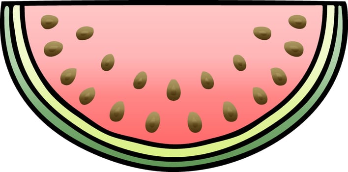 quirky gradient shaded cartoon watermelon vector