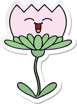 sticker of a cute cartoon flower vector