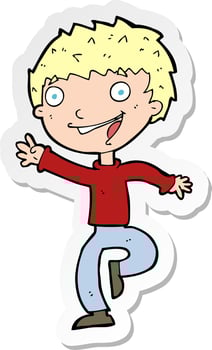 sticker of a cartoon excited boy vector