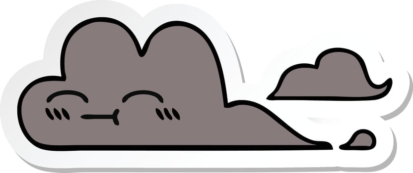 sticker of a cute cartoon storm cloud vector