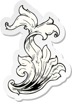 sticker of a traditional hand drawn floral swirl vector