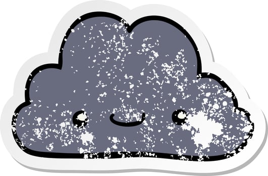 distressed sticker of a cute cartoon cloud vector