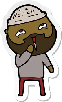 sticker of a cartoon happy bearded man vector