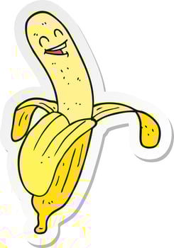 sticker of a cartoon banana vector